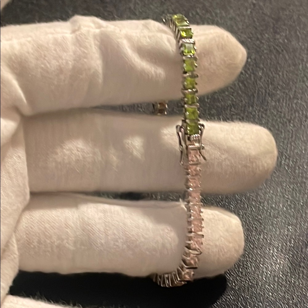 Vintage sterling 925 silver 4 colour crystal tennis bracelet